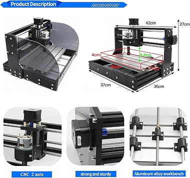 CNC Router Machine Kit - 3-Axis Engraver for Wood, Plastic, Acrylic, PCB with GRBL Offline Control, DIY Mini Engraver, Includes Laser Module