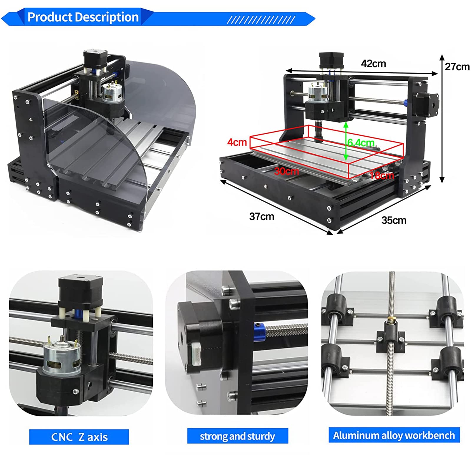 3-Achsen-CNC-Fräser-Kit mit GRBL Offline-Steuerung und Lasermodul für Holzschnitzerei, Gravieren und Fräsen in DIY Kunst und Handwerk