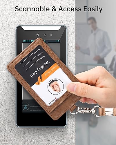 Miniatura 79 de Teskyer - Soporte para tarjetas de identificación con cordón, soporte de cuero para tarjetas de identificación, portatarjetas con cordón, vertical