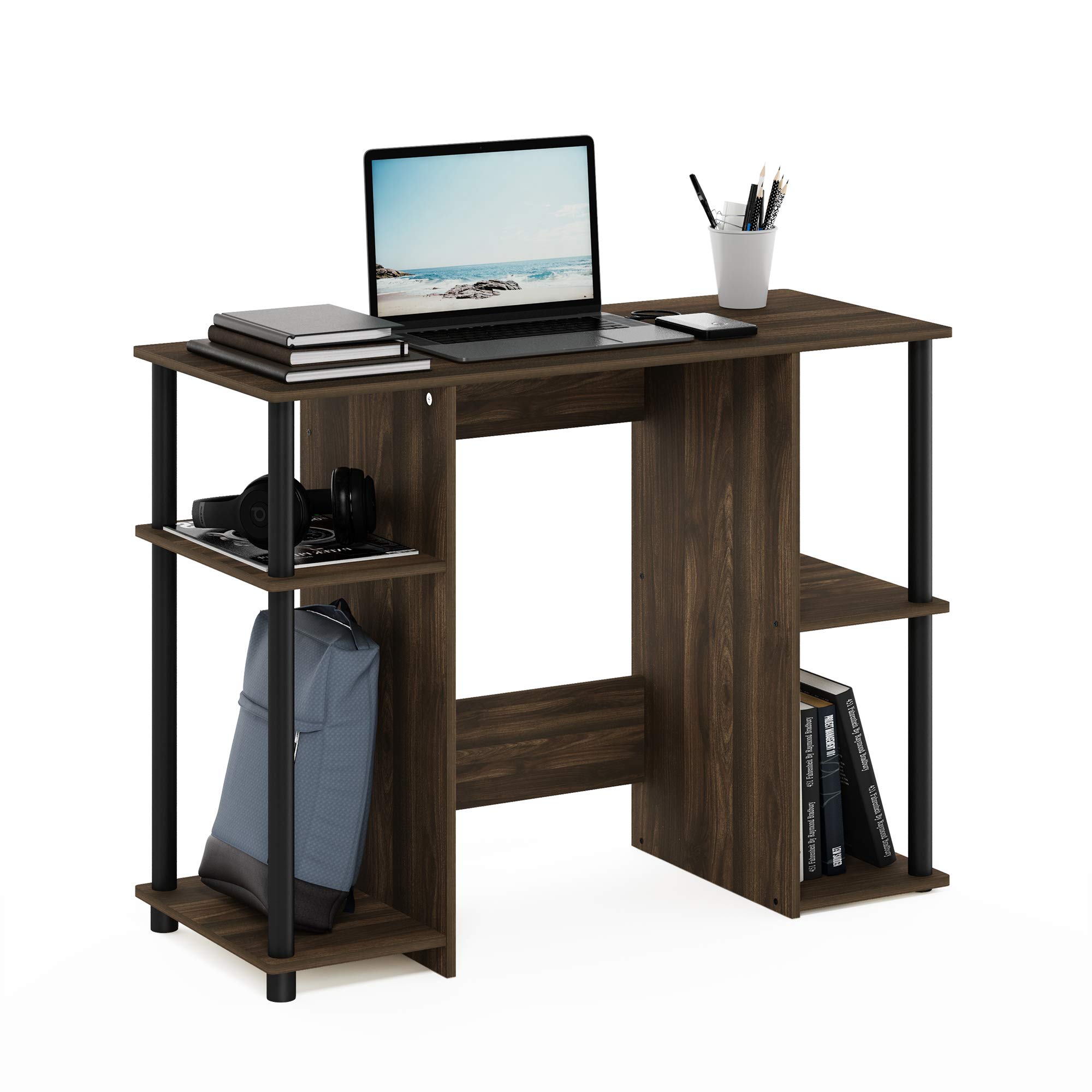 Furinno Jaya Computer Study Desk, Columbia Walnut/Black