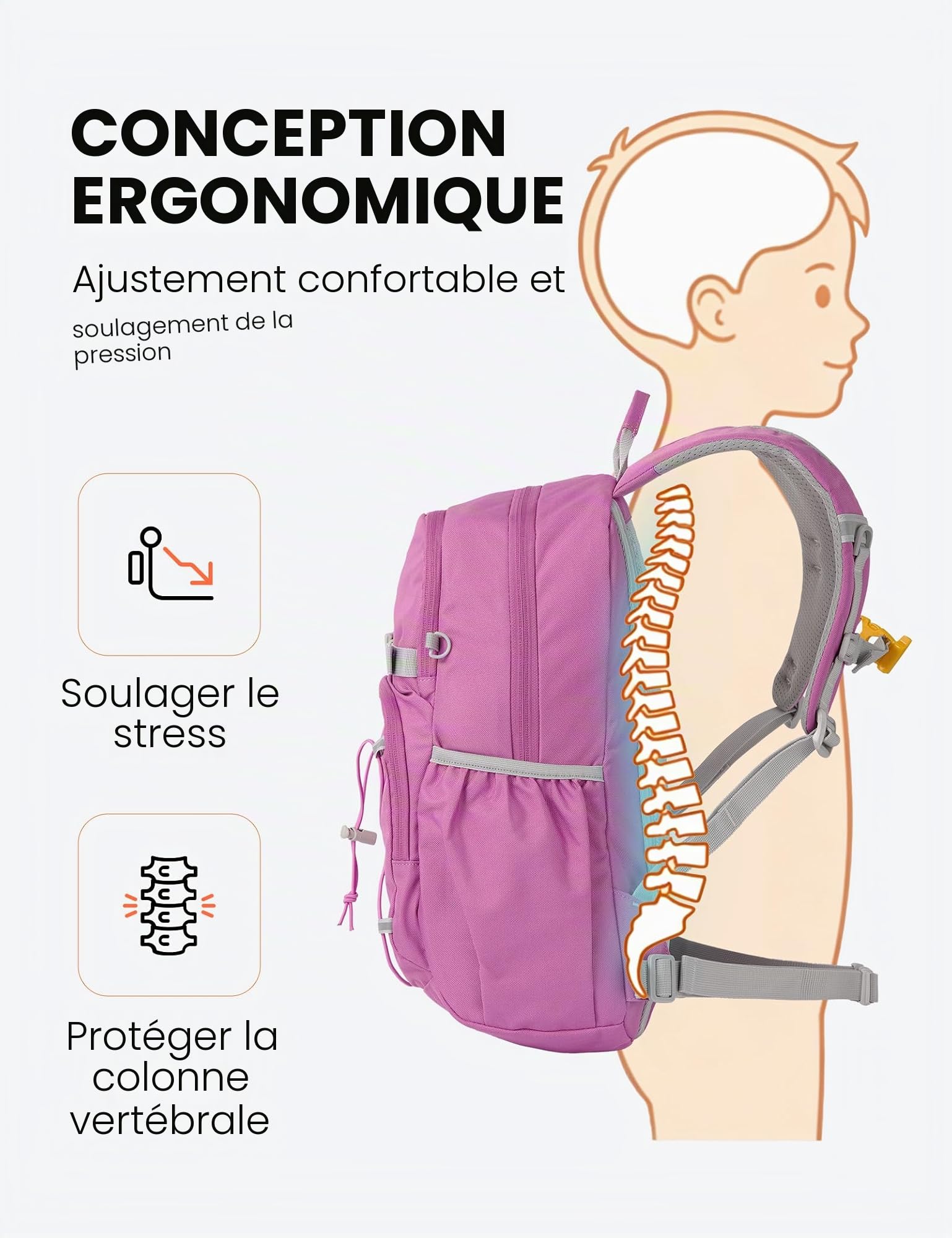 SKYSPER Sac à dos pour enfants 15L confortable sac à dos de randonnée pour enfants randonnée pour garçons & filles Outdoor