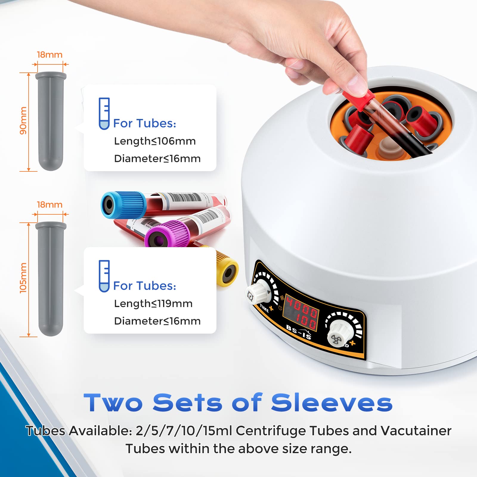 Bonvoisin Centrifuga con display a LED, 15mlX6 4000rpm, 1953xg, 100min Timing, basse vibrazioni, coperchio trasparente, per la precipitazione e la separazione dei campioni, Tubi da 2-15ml disponibili