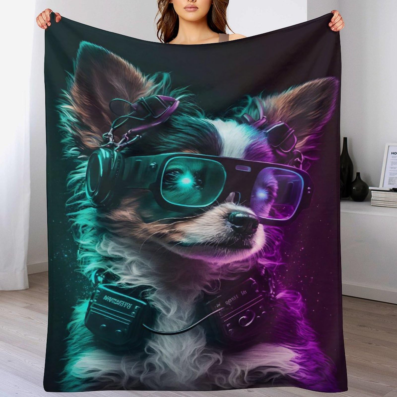 Manta para perro bonita transpirable de franela con tacto peluche