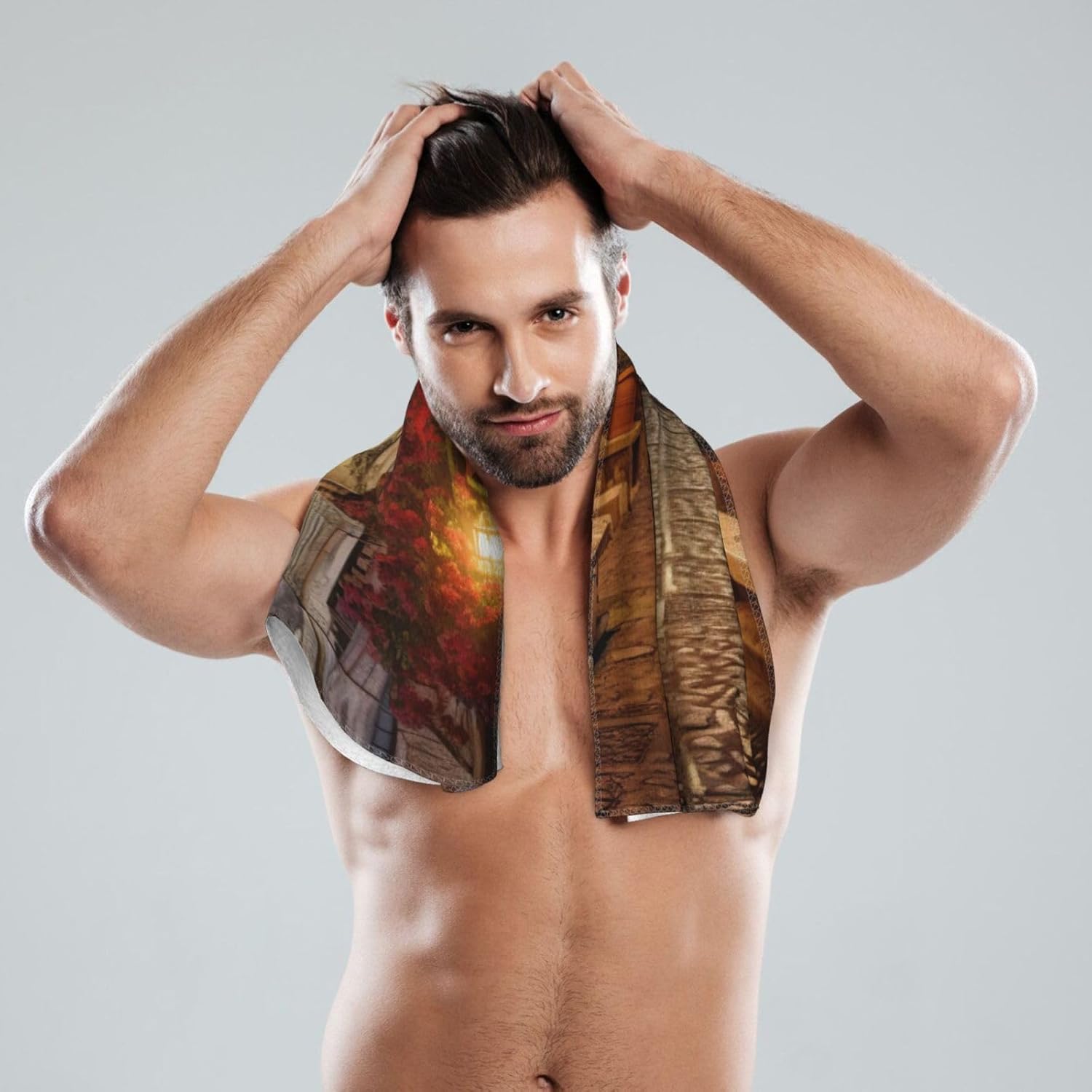 Italian Old Street Print Hand Towels for Kitchen, Decorative Bathroom Towels Decor Farmhouse Cute for Men Women Gifts