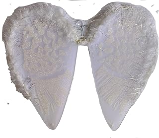 PartyToko Feathre Wings/Dance Theme/Halloween Theme/Angel Feather Wings White Color Cosplay Halloween Fancy Dress Costume ...