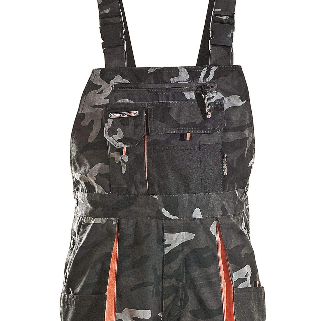 Terratrend Job 3229-50-6210 Größe 50 Herren Latzhose, Camouflage/Grau/Schwarz