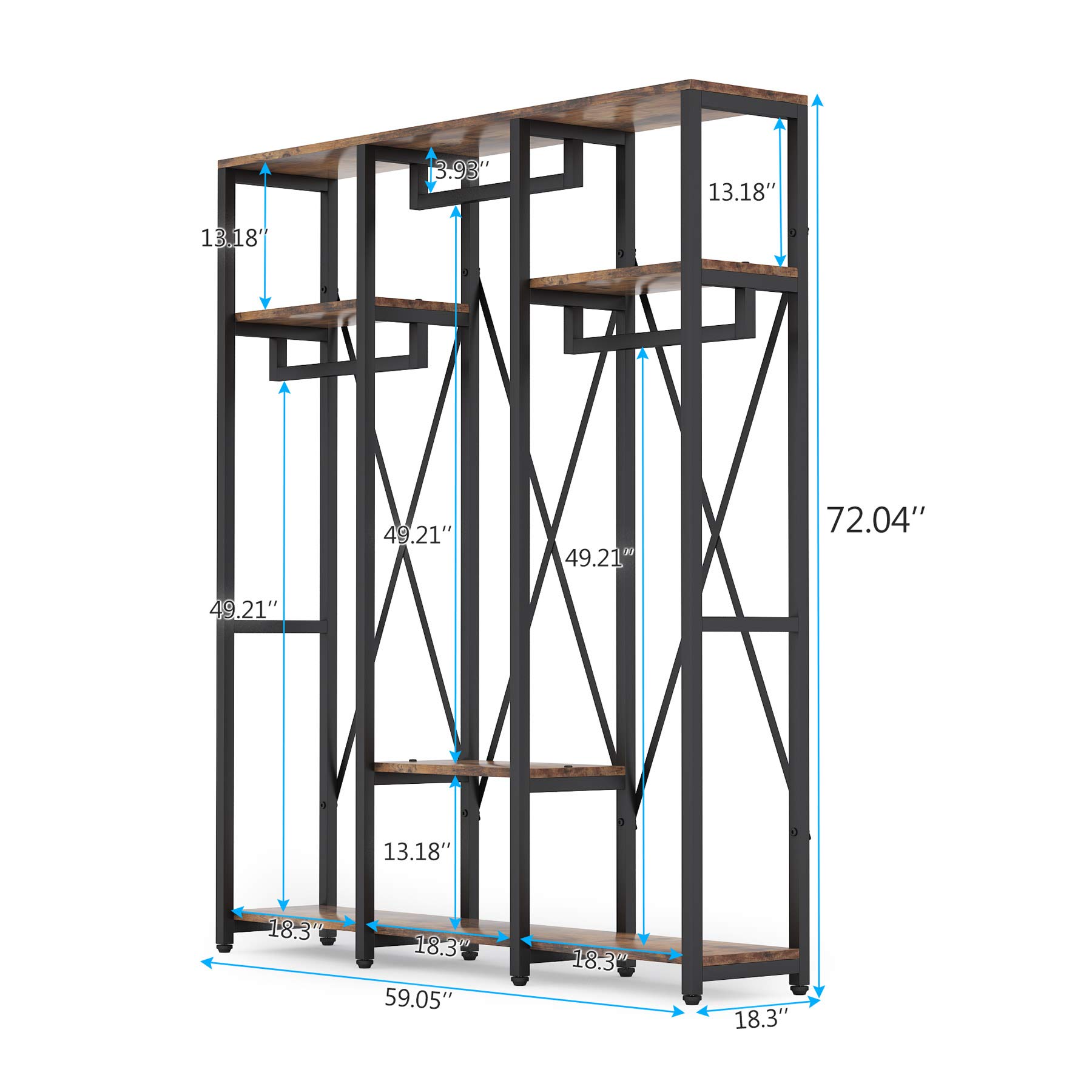 Tribesigns FreeStanding Closet Organizer, Industrial 3 Rod Garment Rack