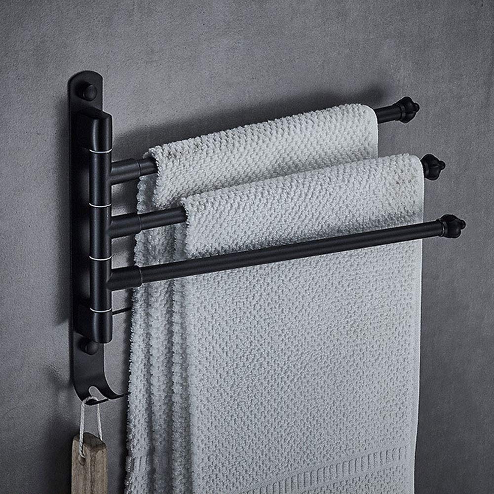 Porte-serviettes de salle de bain Premium Nero au fini mat avec bras rotatifs à 180°