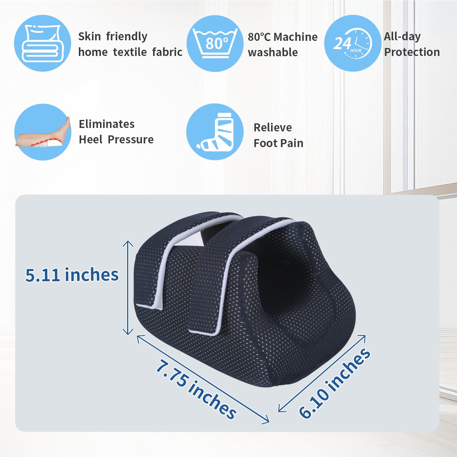 Protector de talón 3D para úlceras por presión, almohada de tobillo para ancianos, cojín de talón para úlceras por cama, almohada de elevación de pies para aliviar el dolor de talón de úlceras