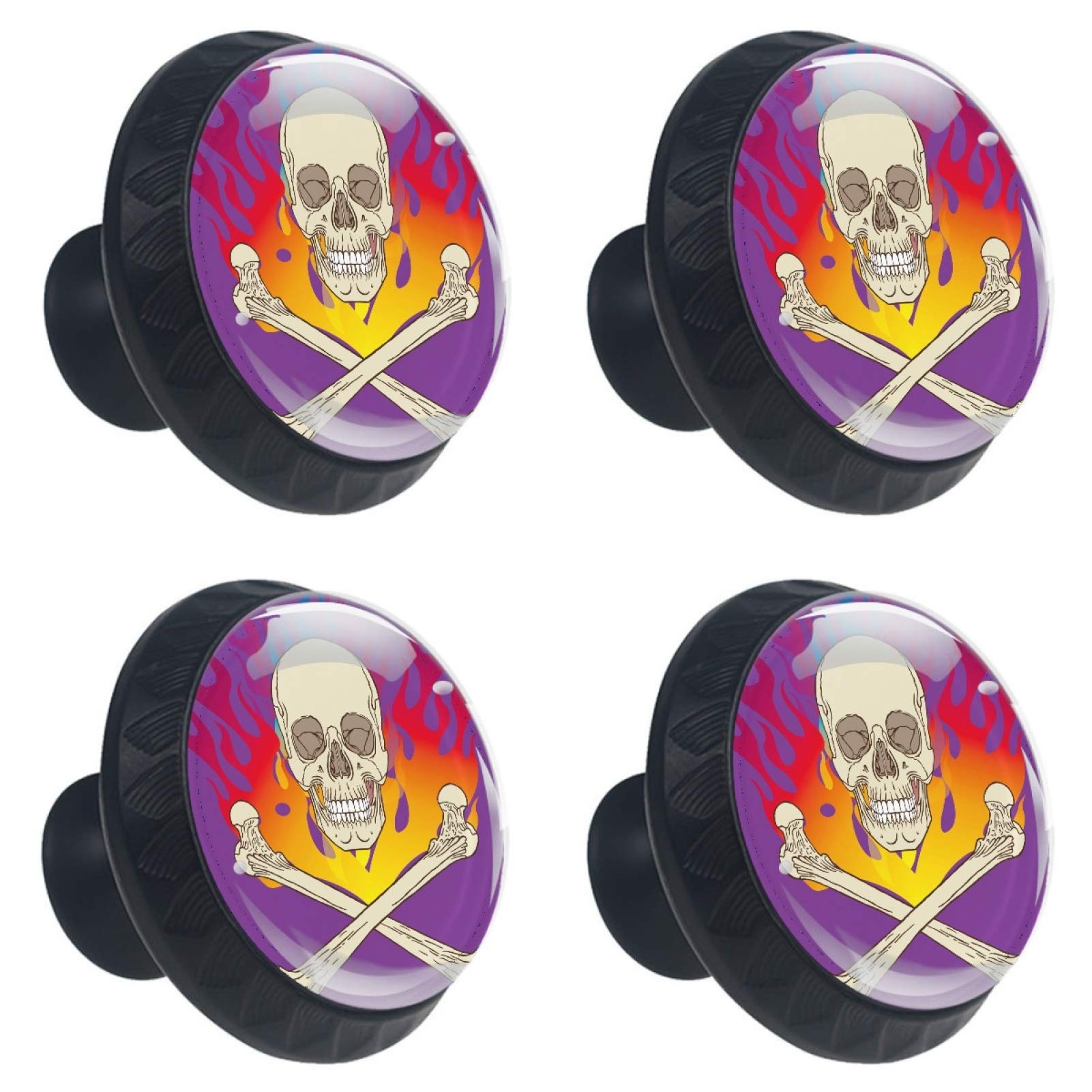 Bouton de meuble tête de mort violet en verre pour customiser une chambre