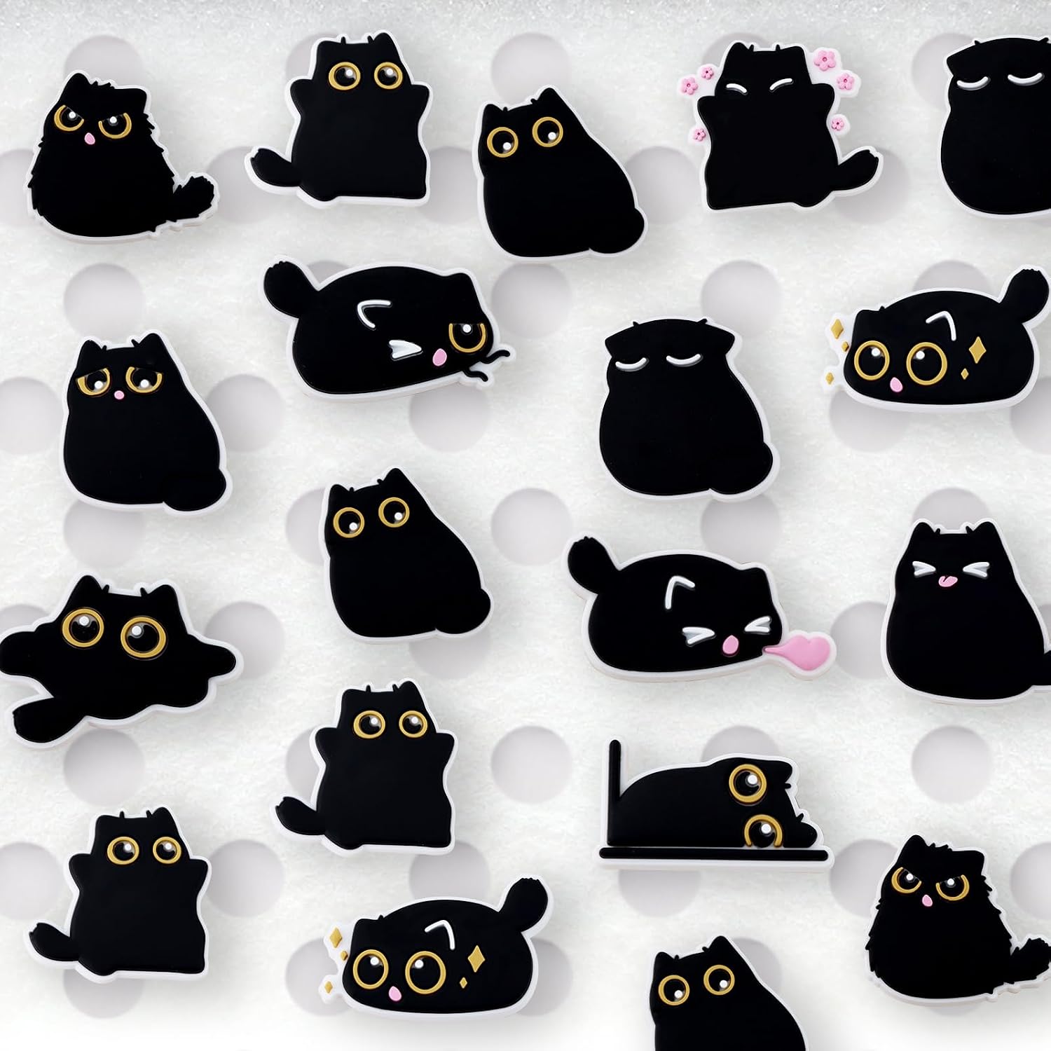 Beach Charms for Bogg Bag, Cute Black Cat Theme Decoration Charm Accessories for Rubber Tote Handbag Beach Bag