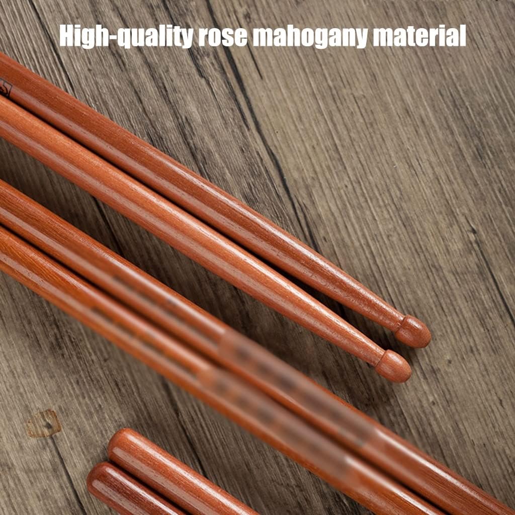 Drum Sticks Set 1-3 Pairs, Beginners Practice 5A Rosewood Drumsticks, Band Playing Drumsticks with Drop-Shaped Tip, Percussion Accessories (Color : Red, Size : 5A*1 Pair)