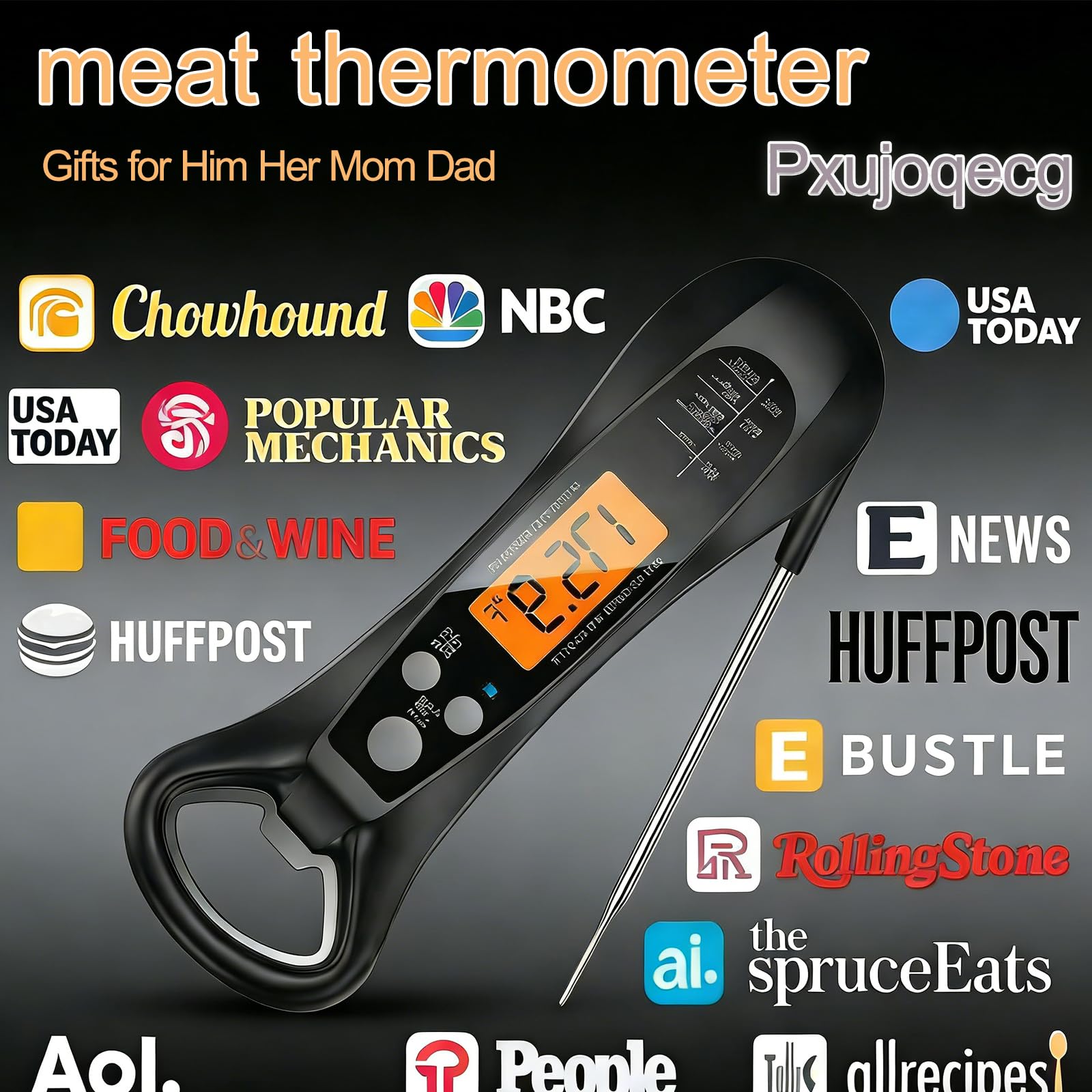 Termometro digitale a lettura istantanea, impermeabile, per cucinare, cuocere al forno, latte e liquidi, con schermo LCD retroilluminato, lettura istantanea, per cucinare, barbecue, friggere