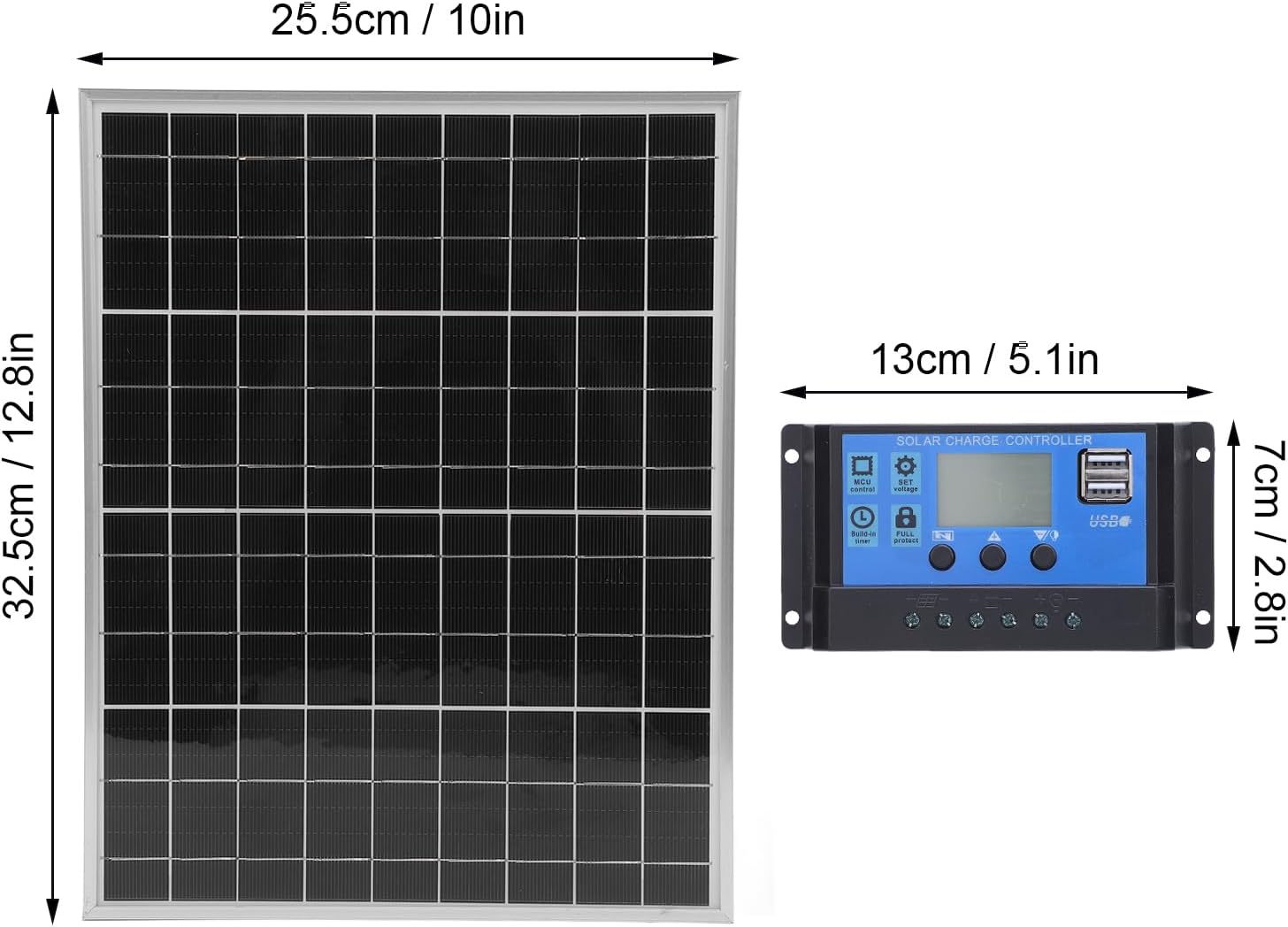 SUNGOOYUE 60A Solar Battery Charger, 12V 24V Monocrystalline Solar Panel with Water Controller, for Car Boat RV Truck Motorbike Camping