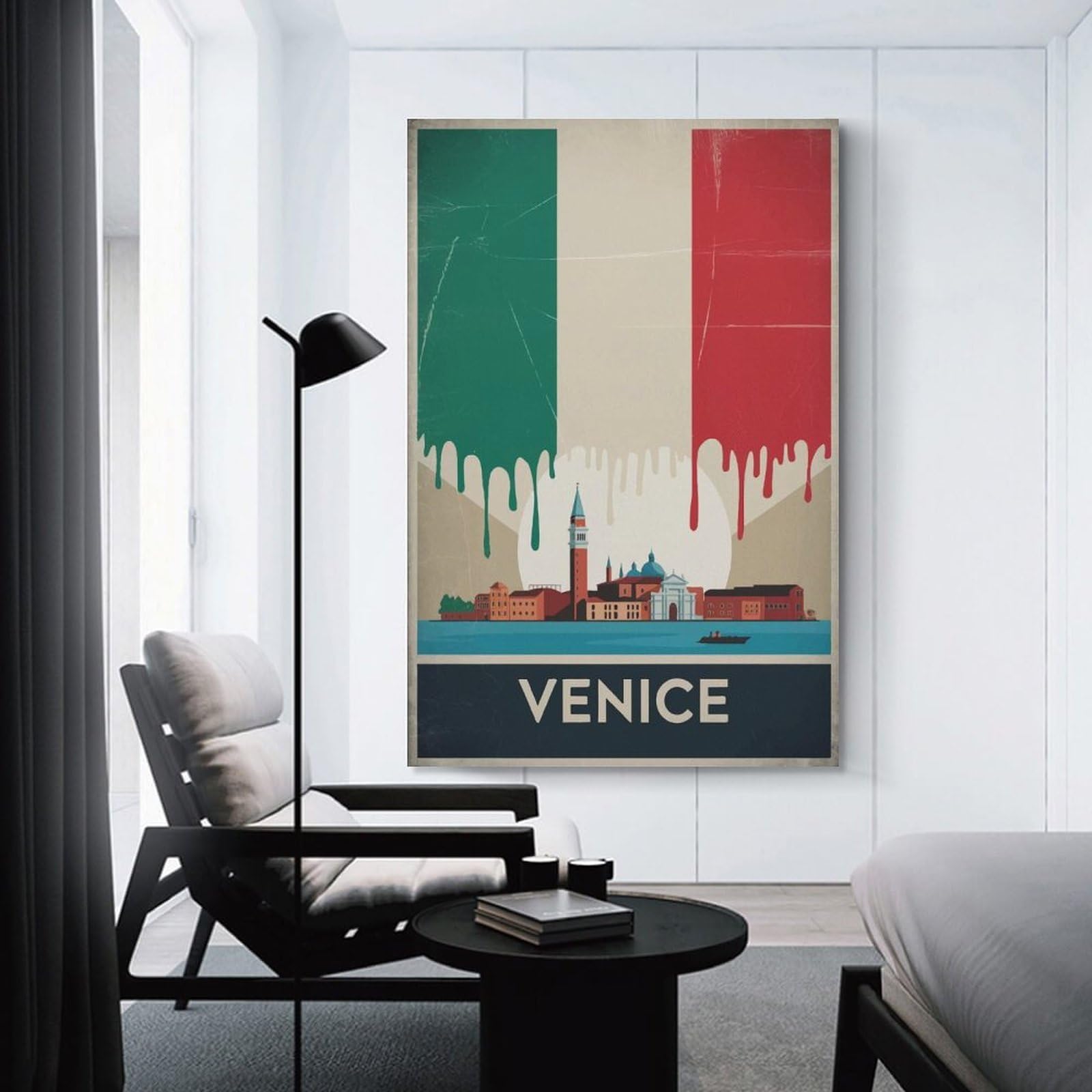 Junmoney Venice Vintage Canvas Art Print 24x36inch(60x90cm), for Gallery Wall Layouts in Home Or Office, Decorative Artwork with Flexible Styling