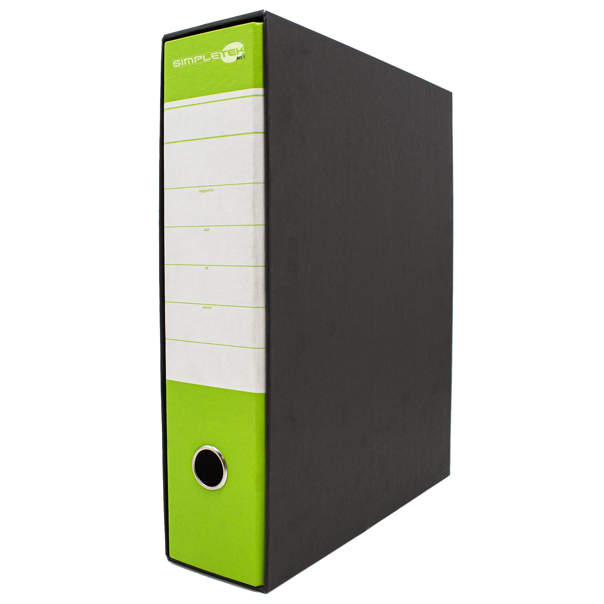 SIMPLETEK - 12x Raccoglitore ad Anelli per Buste e Documenti Verde Nero Registratore Protocollo 0201150 P.VC (12 pezzi)