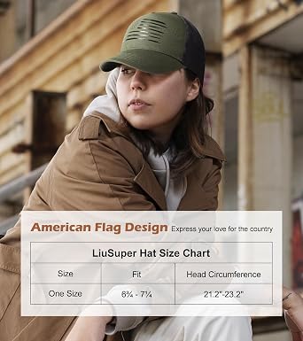 LiuSuper American Flag Mesh Back Trucker Hat for Men, Adjustable Snapback Baseball Cap for Women, 3D Embossed Logo USA Flag