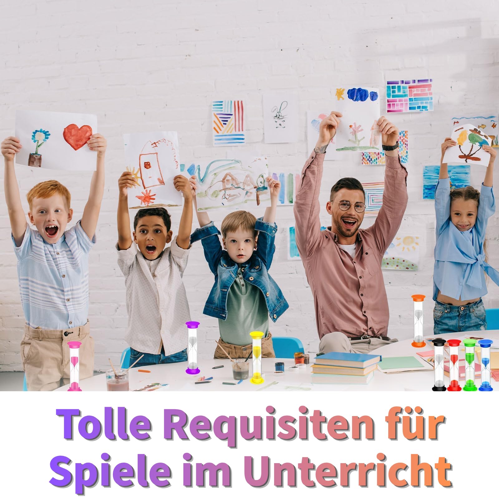 48 pezzi 2 minuti di clessidra per bambini, timer colorato per spazzolino da denti, piccola plastica Hourglass per aule, giochi, casa, scuola e ufficio