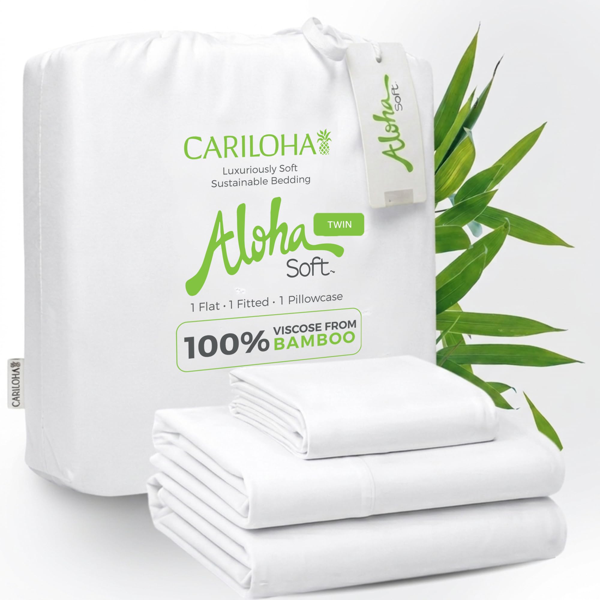 Cariloha Aloha Soft Twin Sheet Set White