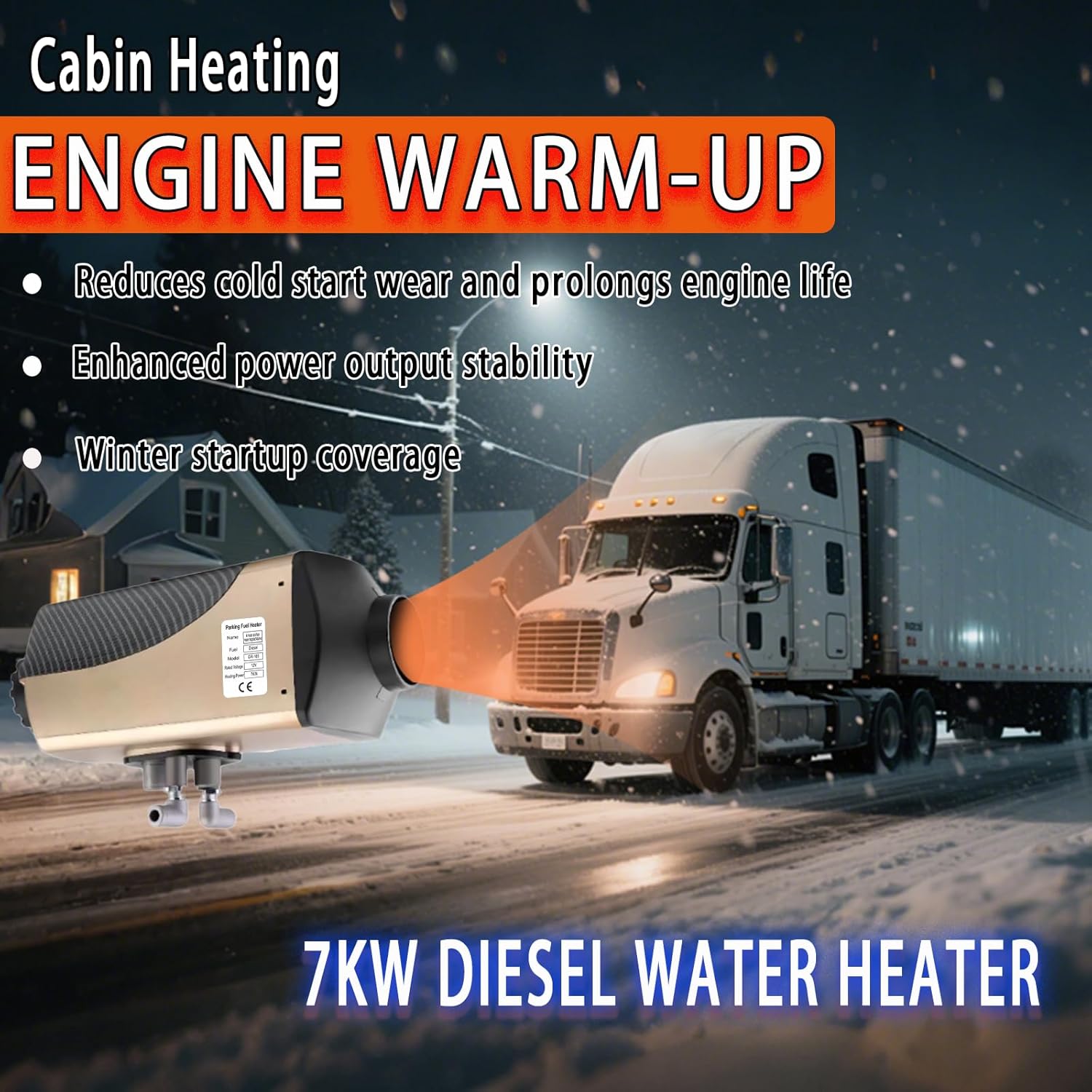 7kW Diesel Heater 12V All in One Diesel Heater,Diesel Water Heater With LCD Display，Aviation Plug，RV Water Heater, 7-Speed Adjustment, Low Noise, for RVs, Trucks, Ships