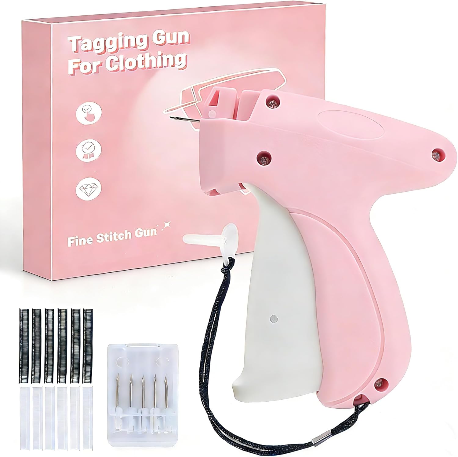 Stitchy Gun-Stitch Gun for Clothes-Tagging Gun for Clothing-Stitchy Quick Clothing Fixer-Includes 6 Needle, 1000 Black & 1000 White Fasteners