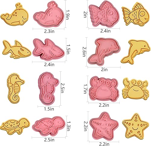Vista 11 de Juego de cortadores de galletas de unicornio de 8 piezas con sellos de émbolo, sellos en relieve de cabeza de unicornio para hornear galletas
