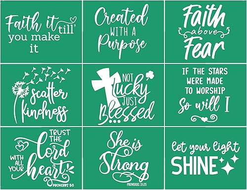 JAJADO Plantilla cristiana reutilizable de seda para serigrafía, letrero religioso de la Biblia, con texto motivacional, con texto de fe,