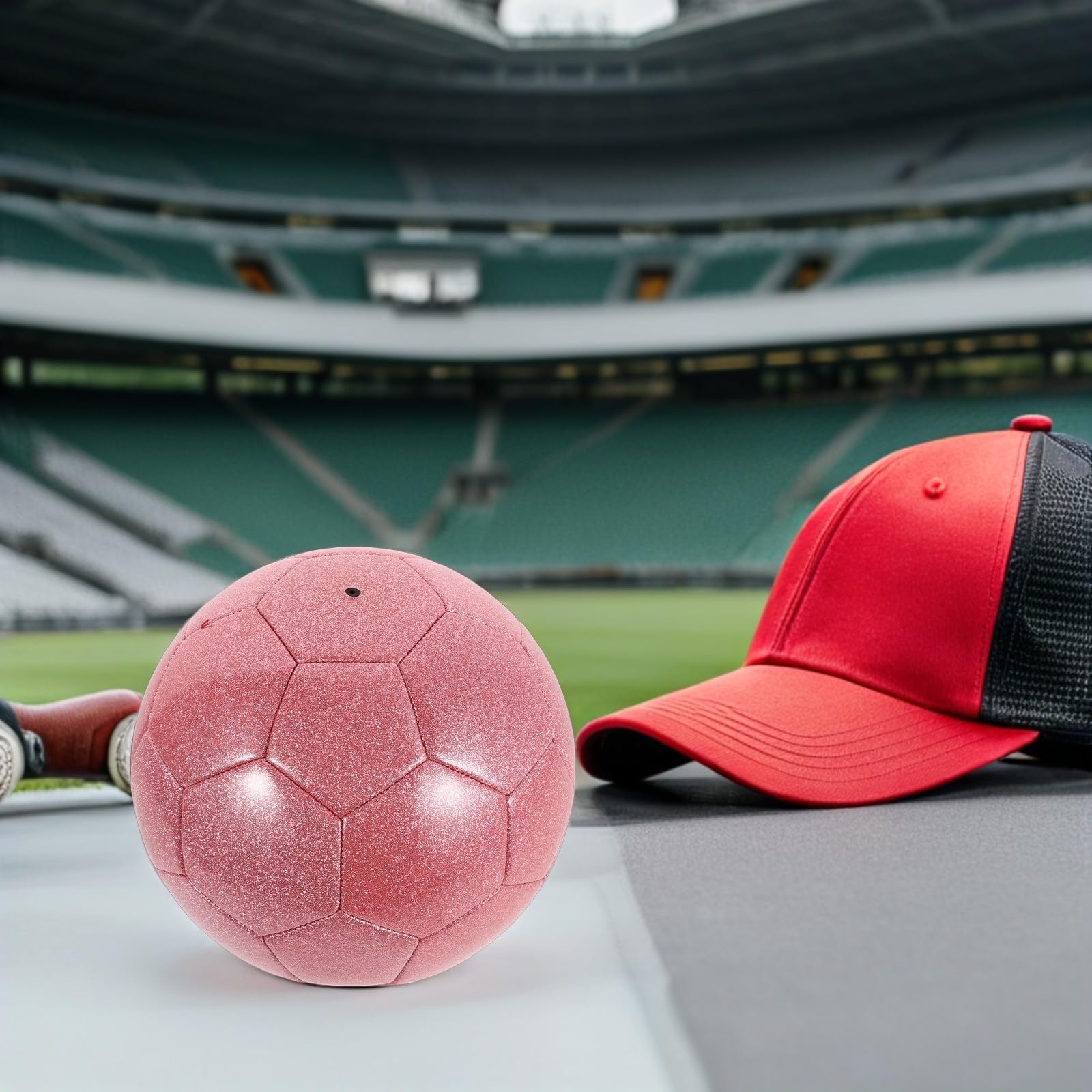 Kichvoe Balón Color Holográfico de Brillante Fútbol Diseño Rosa PVC Material Resistente Fácil de Limpiar en y para Premios Fiestas y Recreación Deportiva