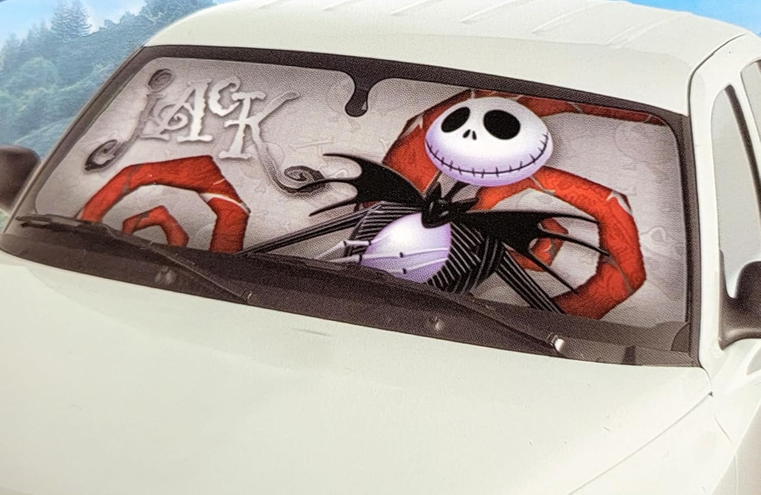 Yupbizauto New Plasticolor Nightmare Before Christmas Jack Skellington Ghostly Car Truck SUV Seat Covers Sunshade Headrest Covers Heavy Duty Rubber Floor Mats Bundle Set