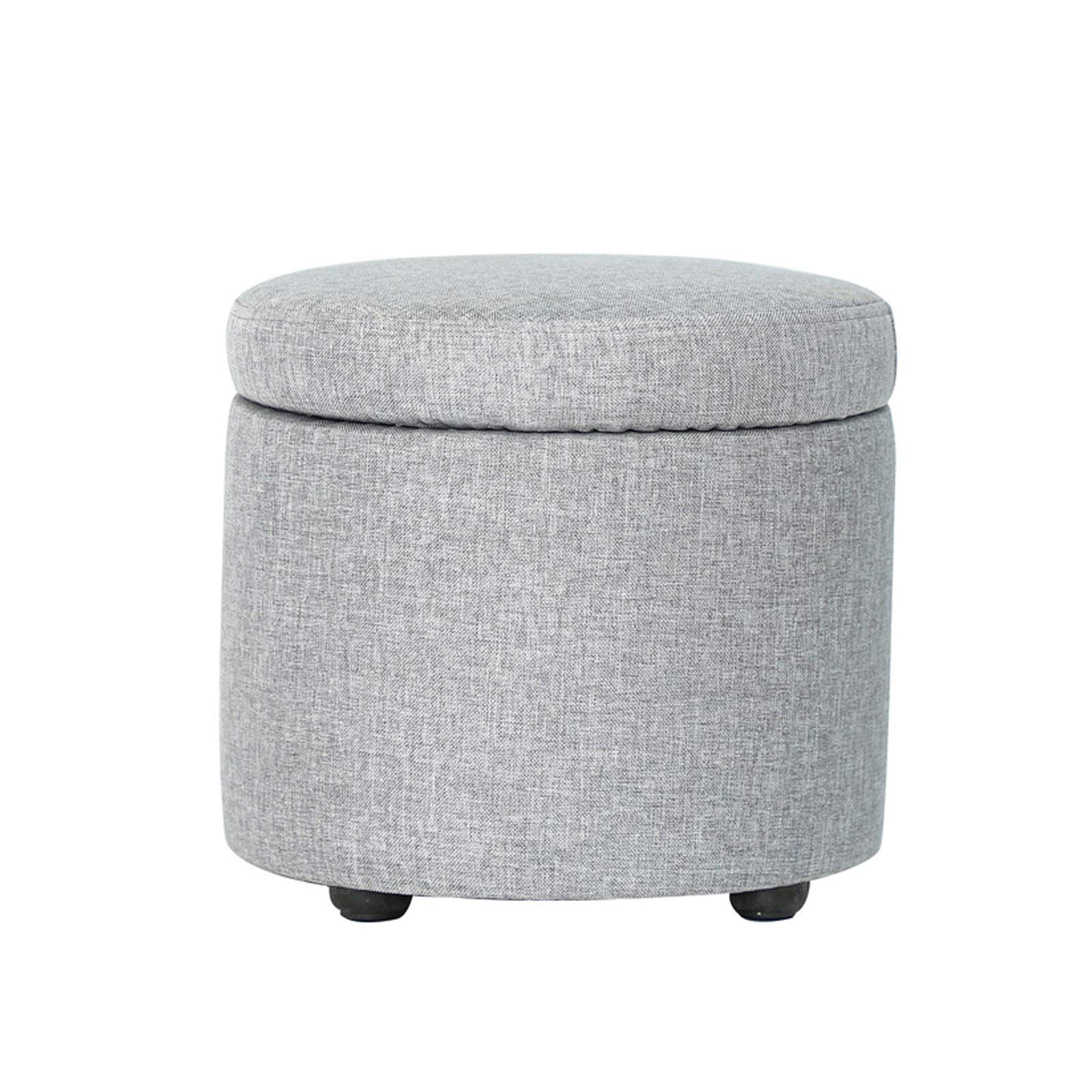 Pieds en bois massif et assise coton pour cet ottoman de rangement chic et multifonction
