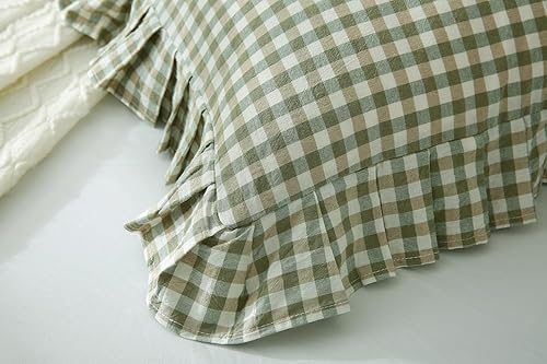 Vista 151 de Fundas de almohada cuadradas blancas con volantes, fundas de almohada europeas, 100% algodón, 18 x 18 pulgadas, 2 unidades Blanco 3