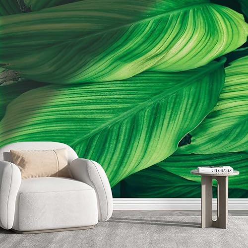 Papel pintado de plantas tropicales para despegar y pegar, papel pintado verde para hojas decorativas separadas sin pegamento para dañar la pared de