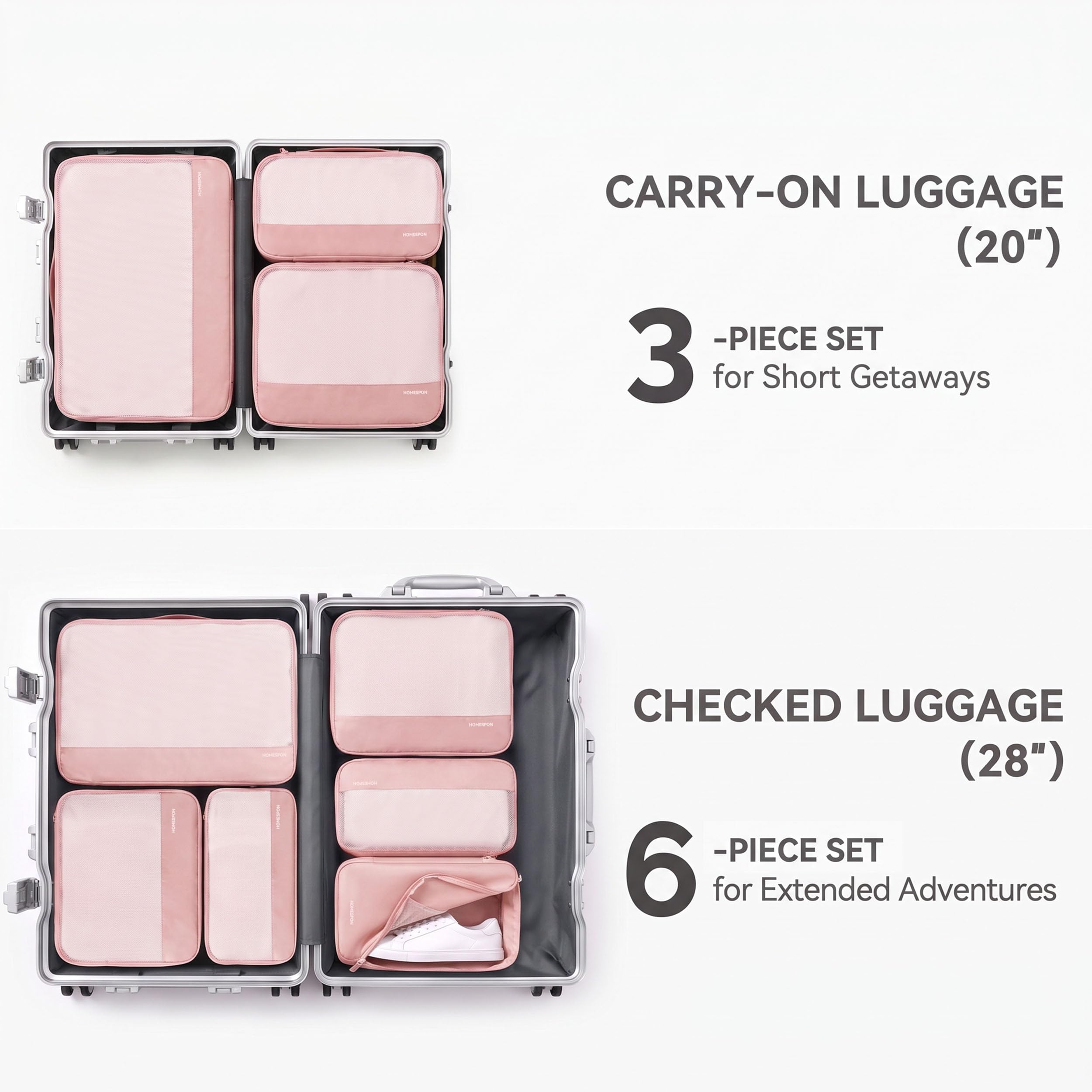 HOMESPON 6 pezzi cubi di imballaggio, organizer da viaggio a compressione