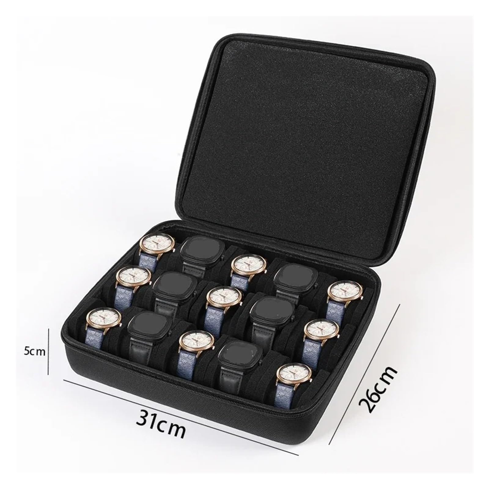 Boîte de rangement for montres, organiseur for hommes et femmes, étui voyage for, portable, présentoir for montres-bracelets, connectées pour hommes et femmes(Black 15 Slot)