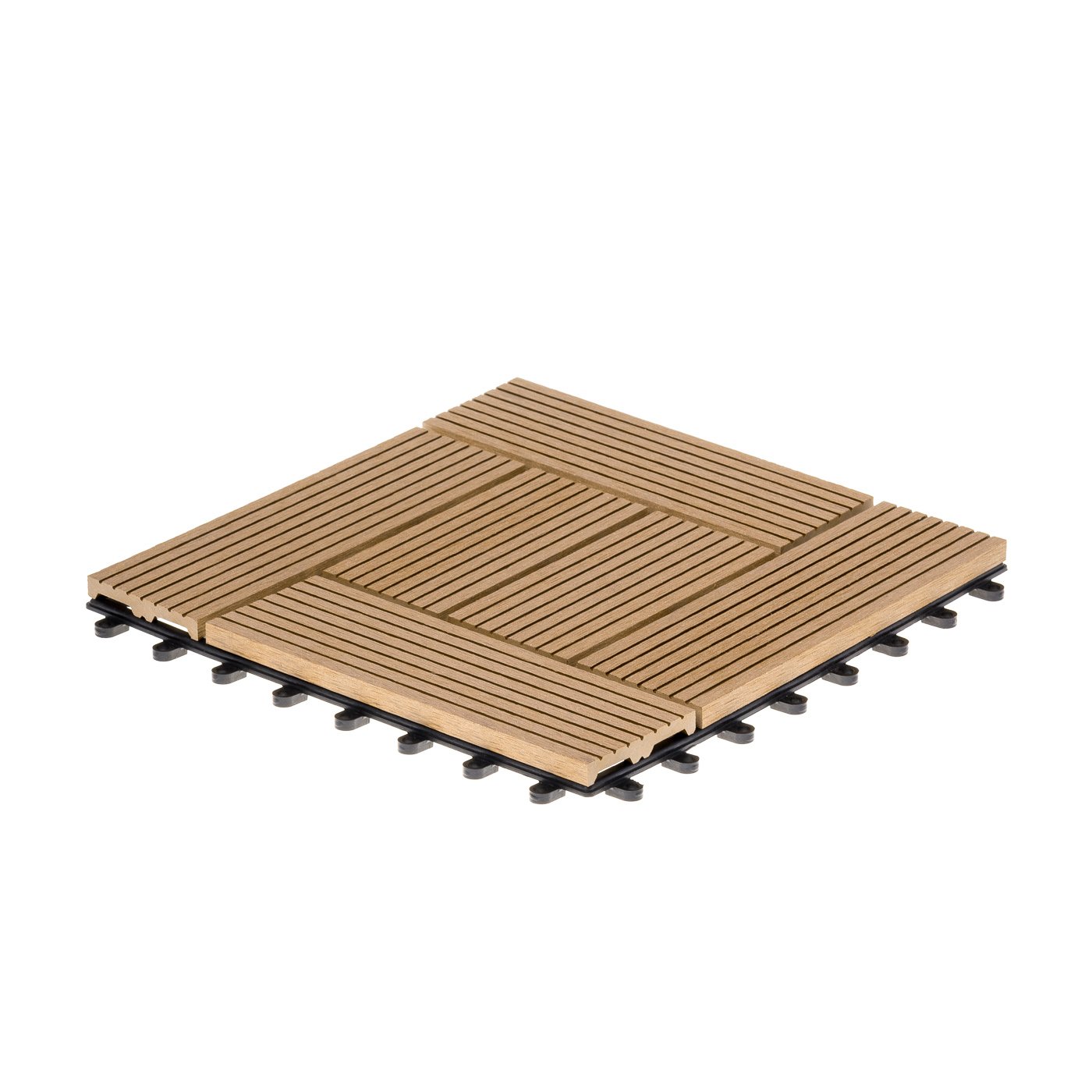 Ventanara® WPC Holz Kunststoff Fliesen Terrassenfliesen Klickfliesen Balkonfliesen 11 Stück = 1m² (30 x 30 cm, Natur Mosaik)