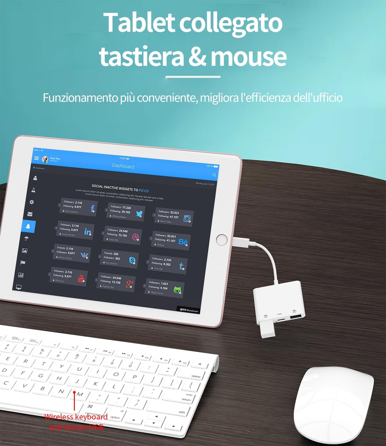 Adattatore Lightning USB 3.0 Per Apple iPhone iPad (3 in 1) Ricarica Cavo OTG Da Camera Chiavetta Lettore Schede Tastiera Telefono Reader Card Jack Chiavette Fotocamera Memoria Mouse Trasferire ip
