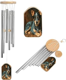 Blue Heeler Puppy Wind Chimes Outside with Relaxing Rich Sound, Memorial Wind Chimes Gifts Porch Garden Backyard