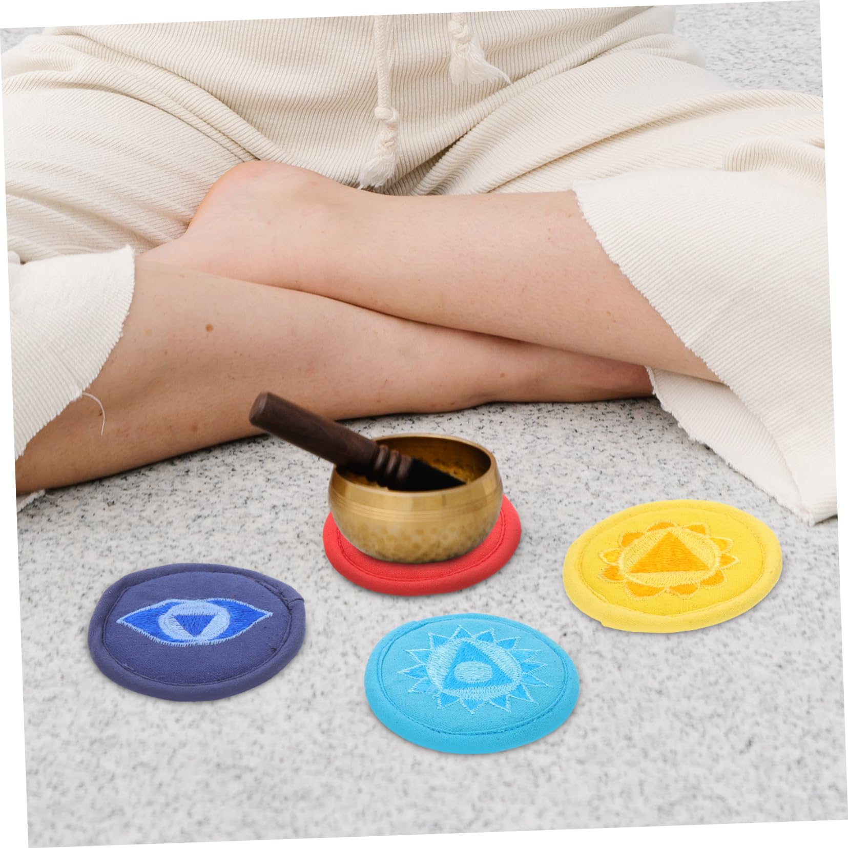 Toyvian Coussin Pour Bol Chantant Tibétain Brodé Lot De 7 Coussins De Protection Pour Bol De Prière Support Compact Pour Et Yoga