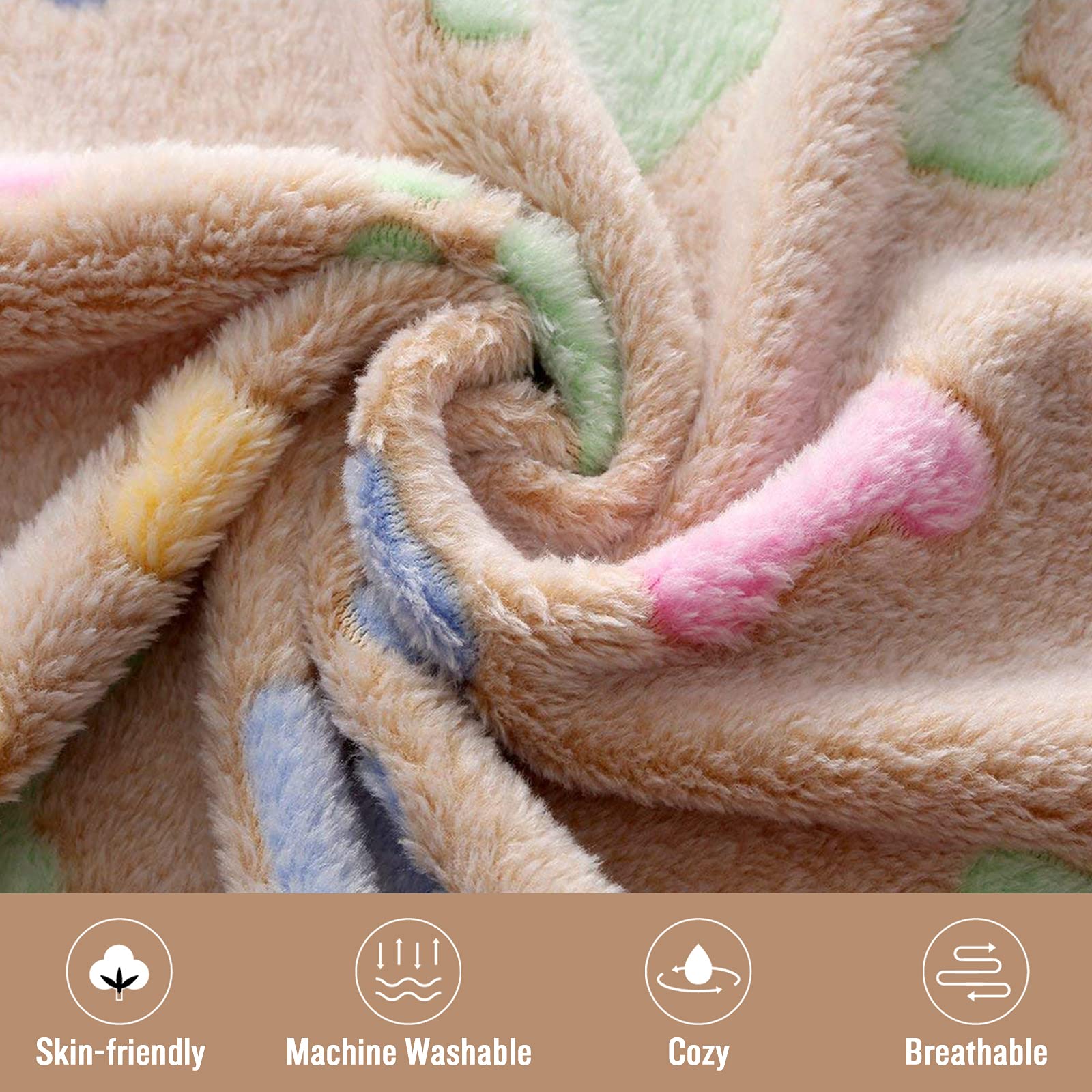 luciphia 3 Pezzi Coperta per Cane/Gatto Lavabile Soffice Durevole, Morbida e Calda Flanella,Osso,Small (60 * 40cm)