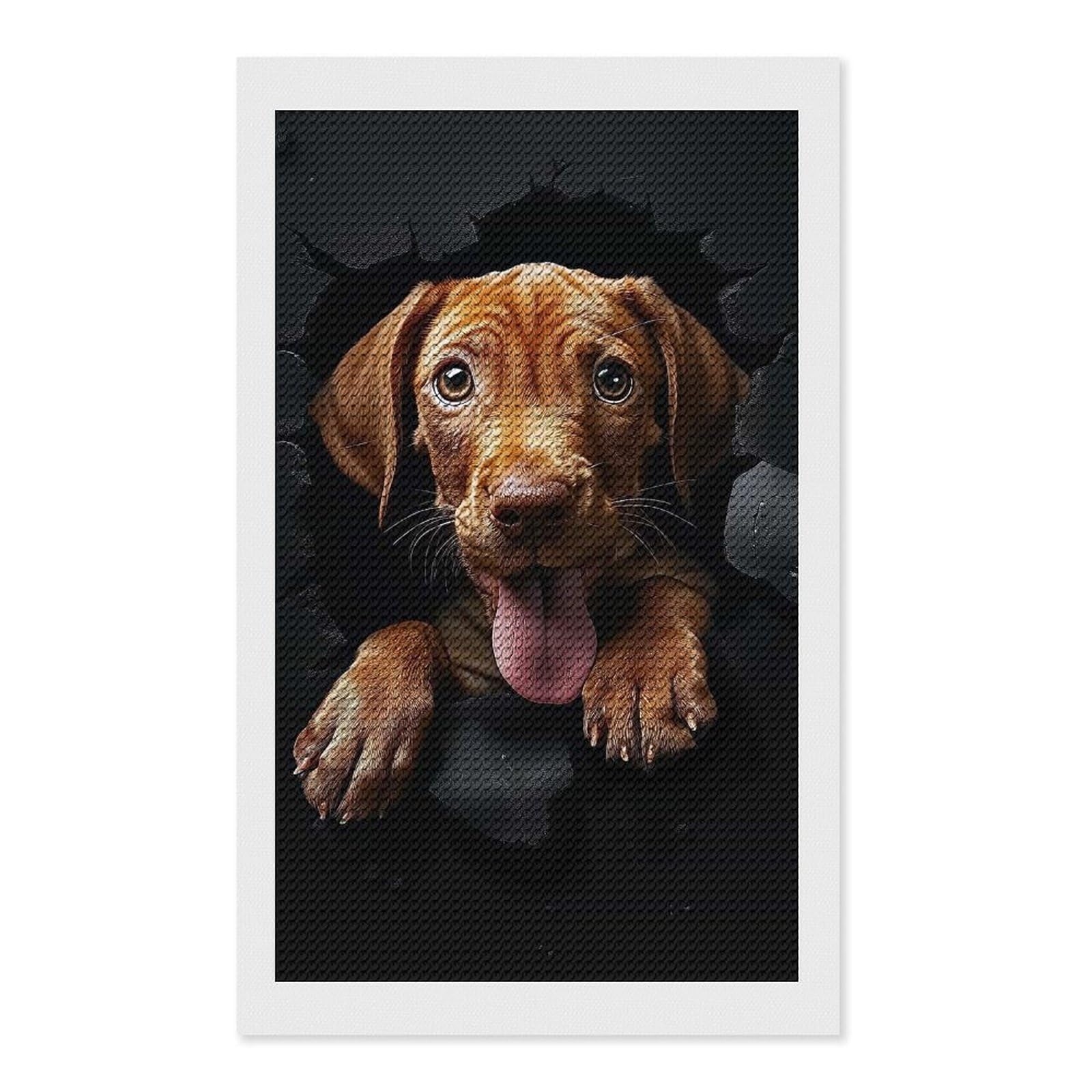 Junmoney Vizsla Full Drill Diamond Painting Kit 12"x20", for Teens, Adhesive Canvas, Bedroom Decor, Holiday Gift Idea