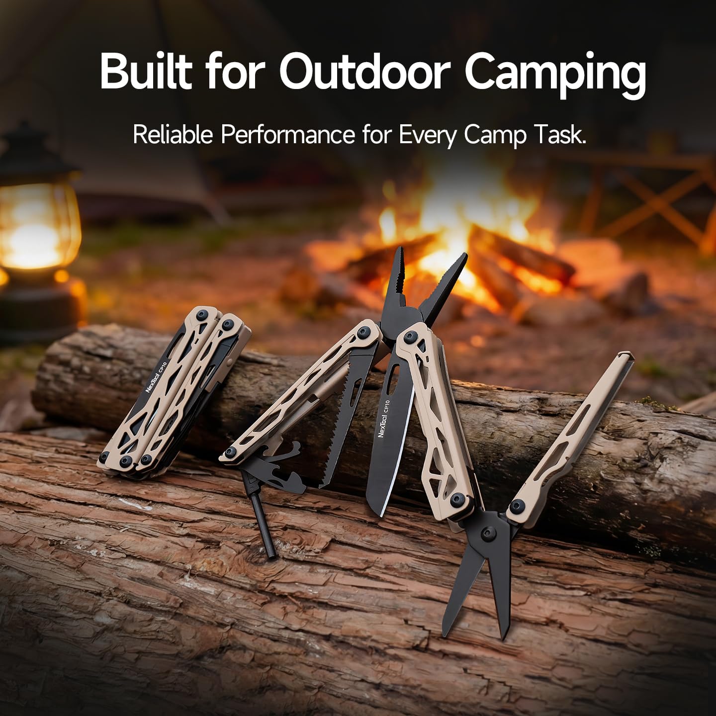 NexTool Camper CP10 Multitool, 12-in-1 Outdoor Multitool mit Schere, Feuerstarter, Zeltnagelzieher, verriegelbarem Messer & Säge, EDC Ausrüstung für Camping, Wandern, Backpacking, Geschenk für Männer