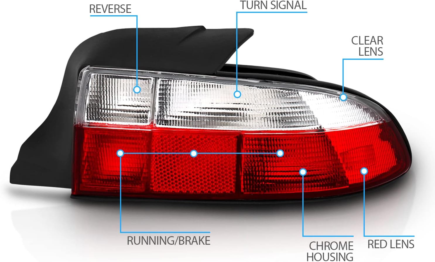 AmeriLite Red/Clear Replacement Taillights for 1996-1999 BMW Z3 2 Door Roadster - Passenger and Driver Side