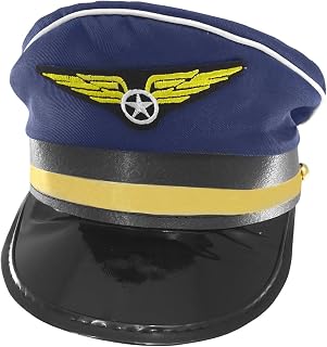 Adult Navy Blue Pilot Airline Captain Hat Airplane Aviator Halloween Costume Cap