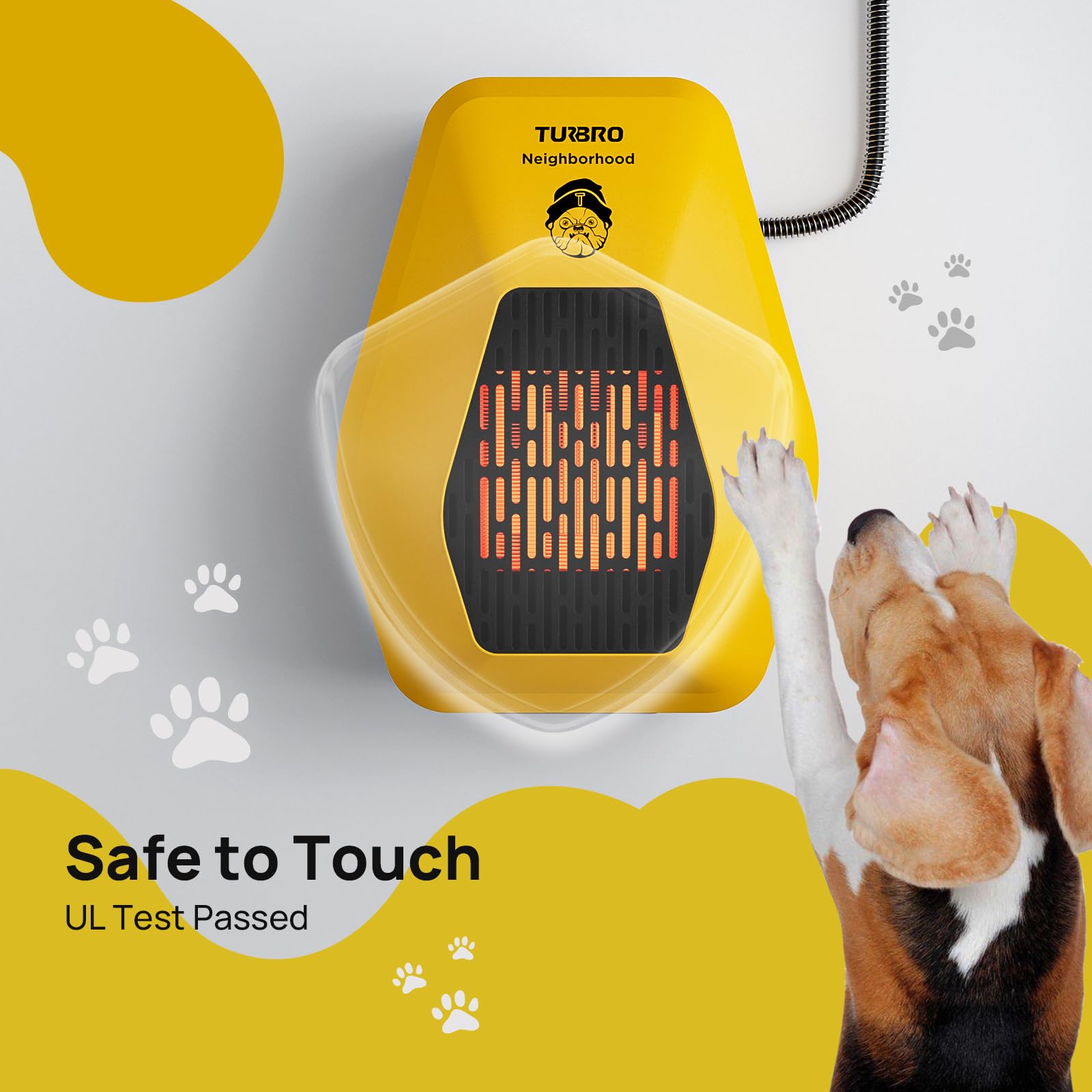 TURBRO Neighborhood WiFi Dog House Heater 800W, Wall Mount, 10ft Anti Bite Cord, Waterproof Control, Overheat Protection, Electric Warmer for Hound Kennel Cat Cage Chicken Coop, UL Test Passed