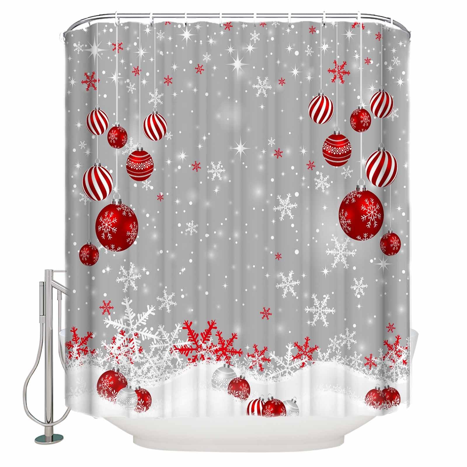 Christmas Shower Curtain Winter Snowflake Xmas Shower
