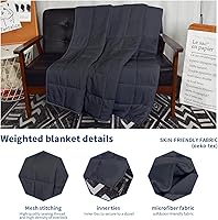Vista 3 de Manta con Peso de 7 Libras Tamaño Individual Gris Oscuro 41"x60" Las Mantas con Peso Son Pesadas y Cómodas
