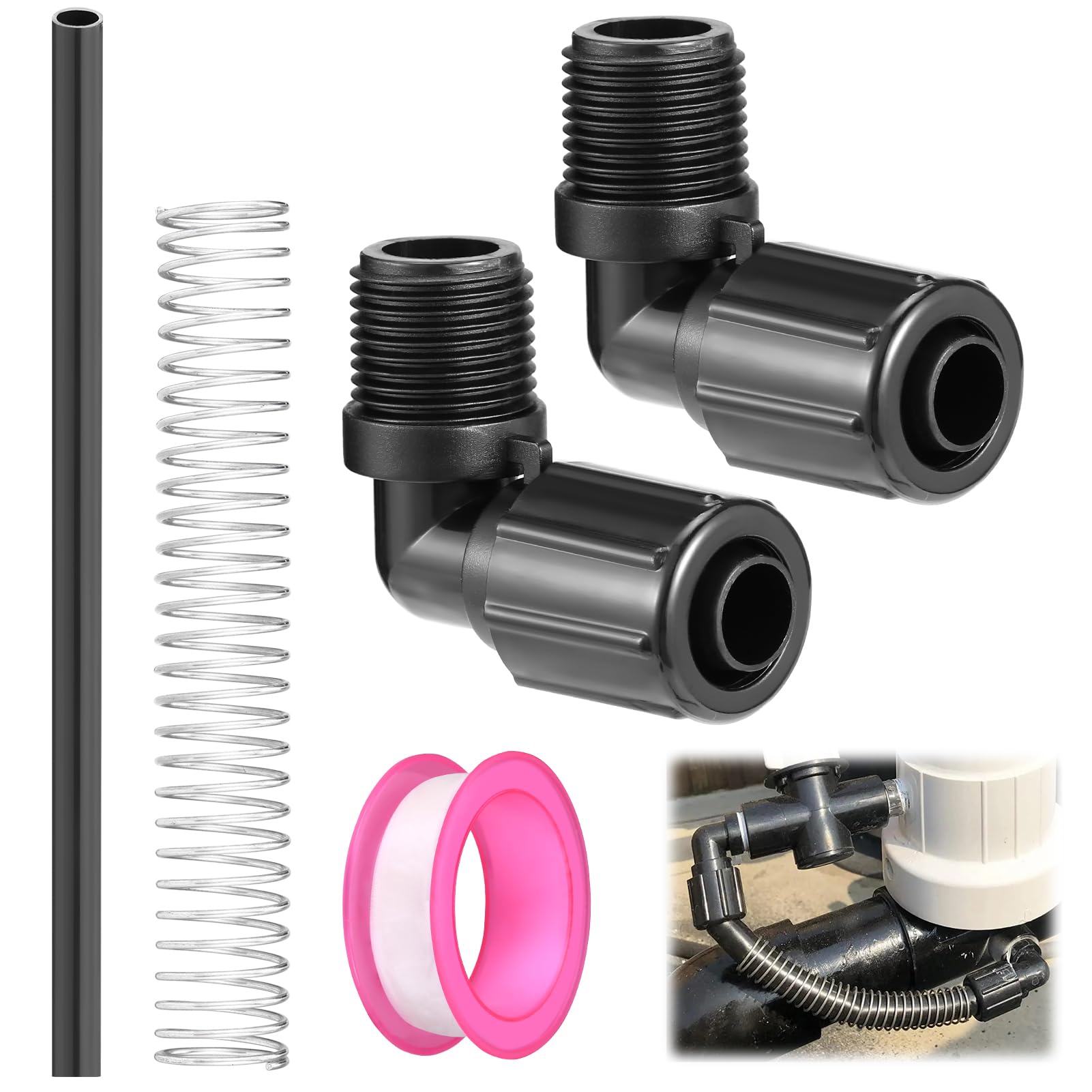 Tooetoy Chlorinator Feeder Parts Kit,Replacement for Rainbow 320 & 322, Replaces R172272 1/2-inch NPT 90-Degree Tube Connector,R172091 5/8" OD Tube,