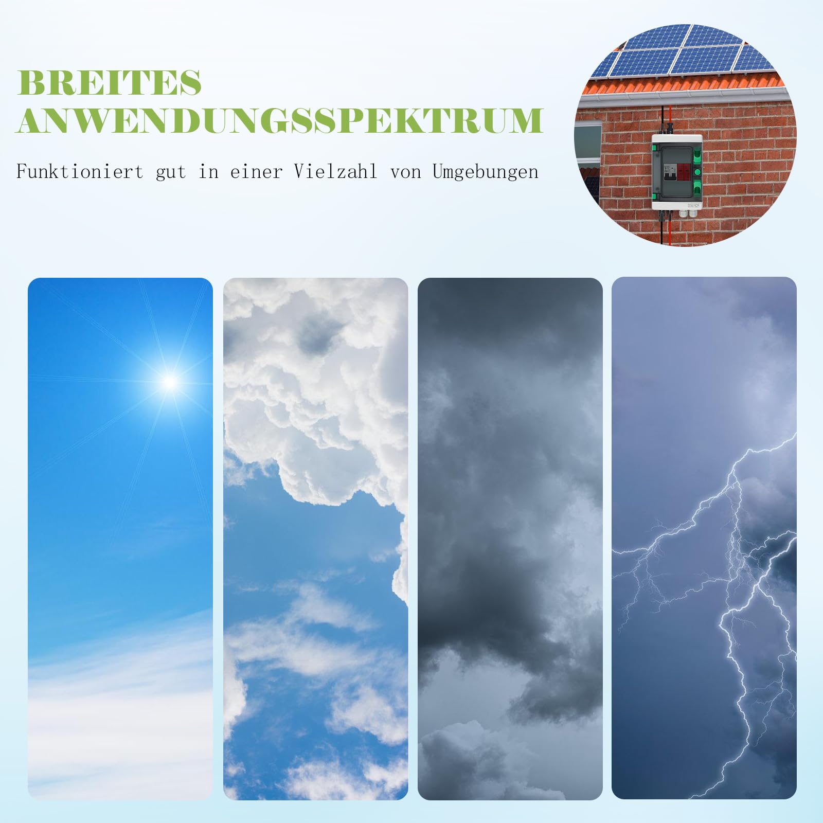 Überspannungsschutz PV DC 1000V Blitzschutz Leistungsschalter IP65 Wasserdicht 1 String 4 Modul Solar PV Anschlusskasten