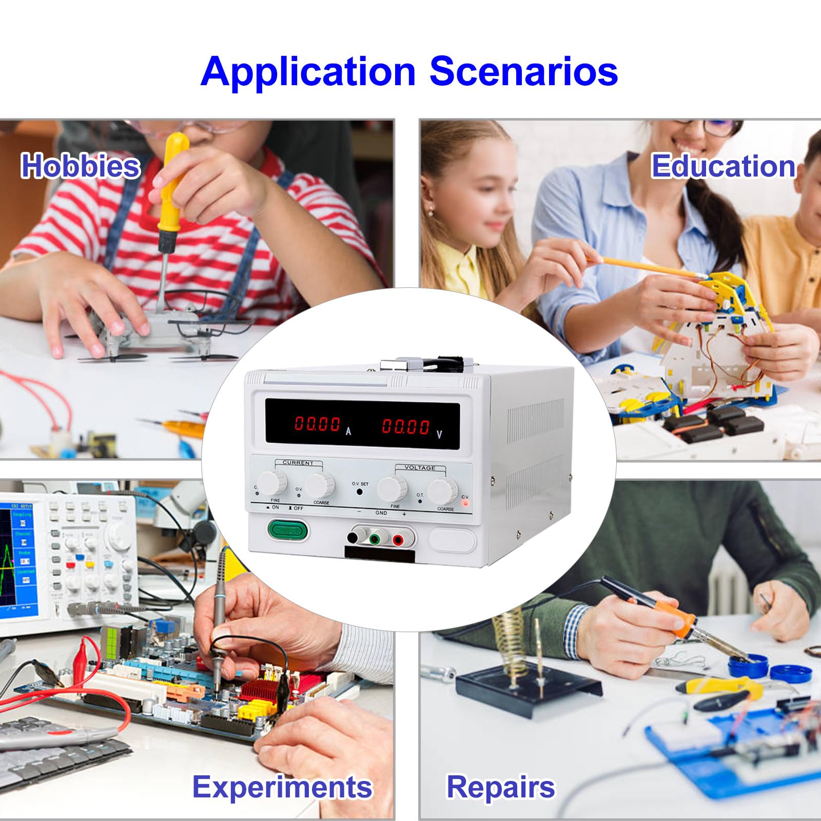 Fuente de alimentación Lineal Variable, 0-15/30 Voltios CC 0-10/20/30 Amperios, para reparación de computadoras, líneas de producción electrónica, Uso Industrial en Laboratorio (15V/30A)