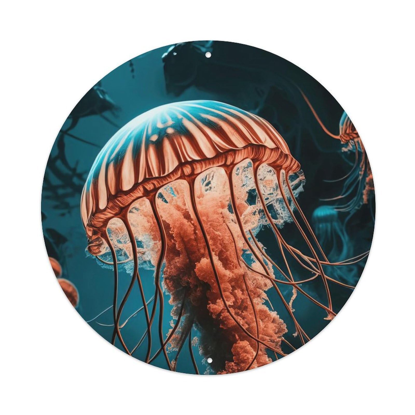 Animal Artwork Red Jellyfish Metal Tin Sign